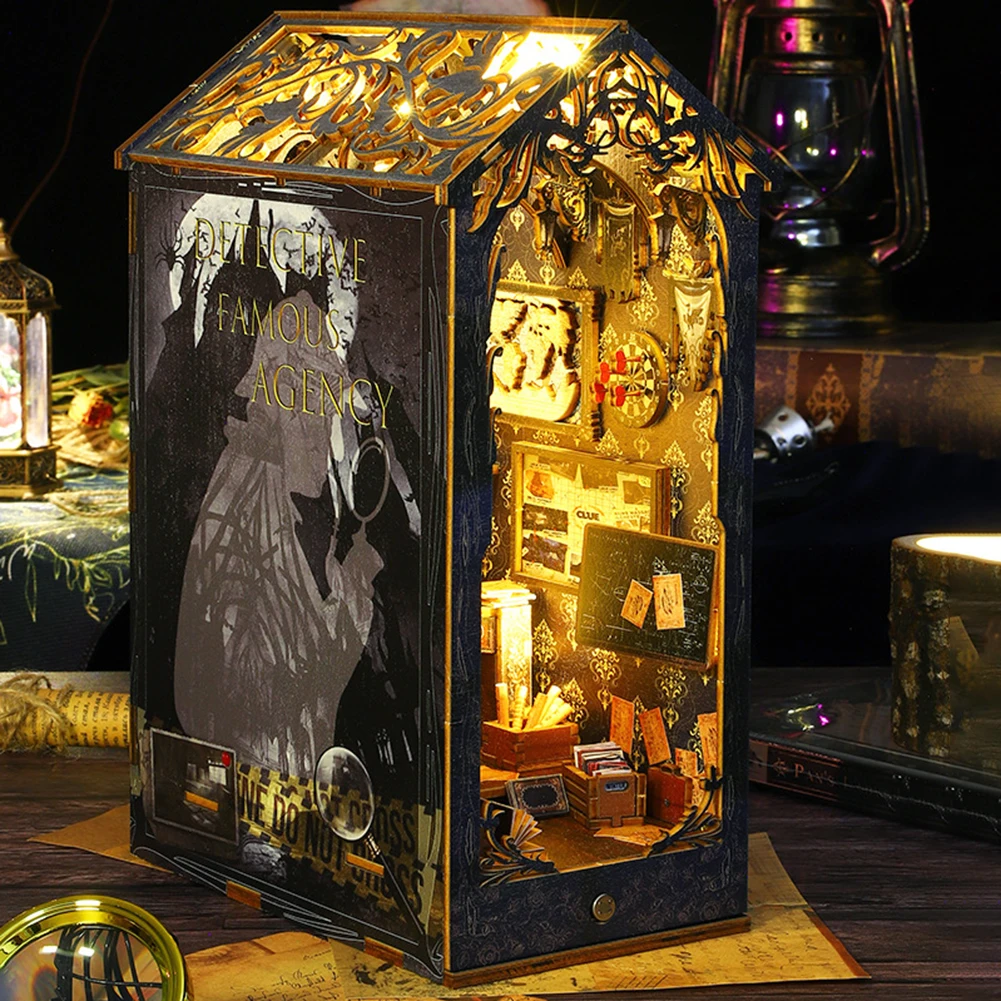 DIY Detective Books Nooks Kit With Sensor Light Personalized Decorative Handicrafts For Bookshelf