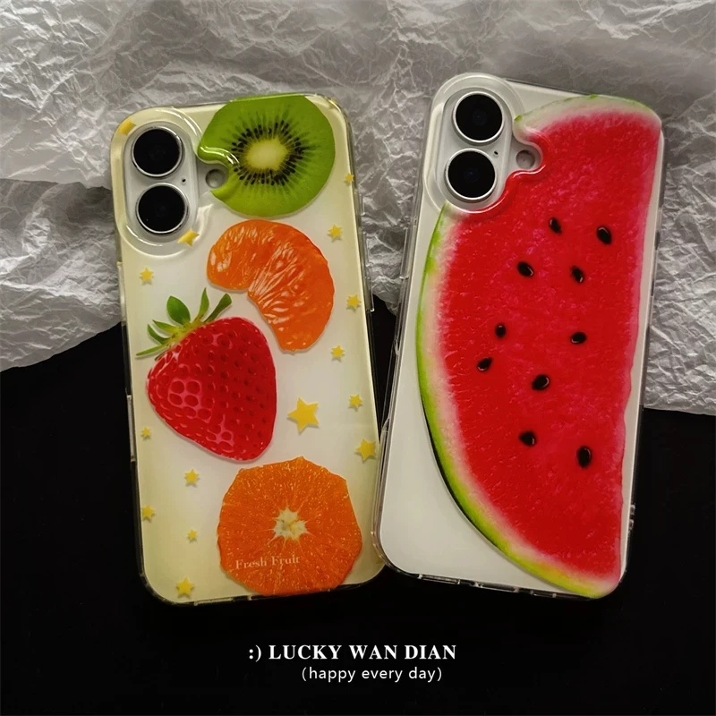 Summer Full Screen Fruits Strawberry Kiwi Orange Watermelon Phone Case For iPhone 17 16 15 14 13 12 11 Pro MAX Plus 17air Cover - view 4