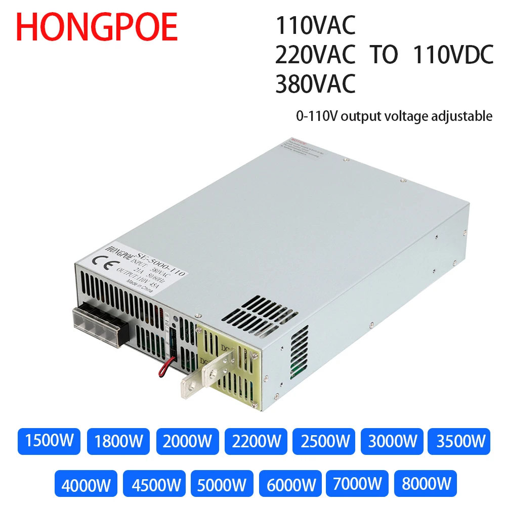 0-110V Adjustable Power Supply 1500W 1800W 2000W 3000W 4000W  0-5V Analog Signal PLC Control Output Voltage  Current ON/OFF N+1