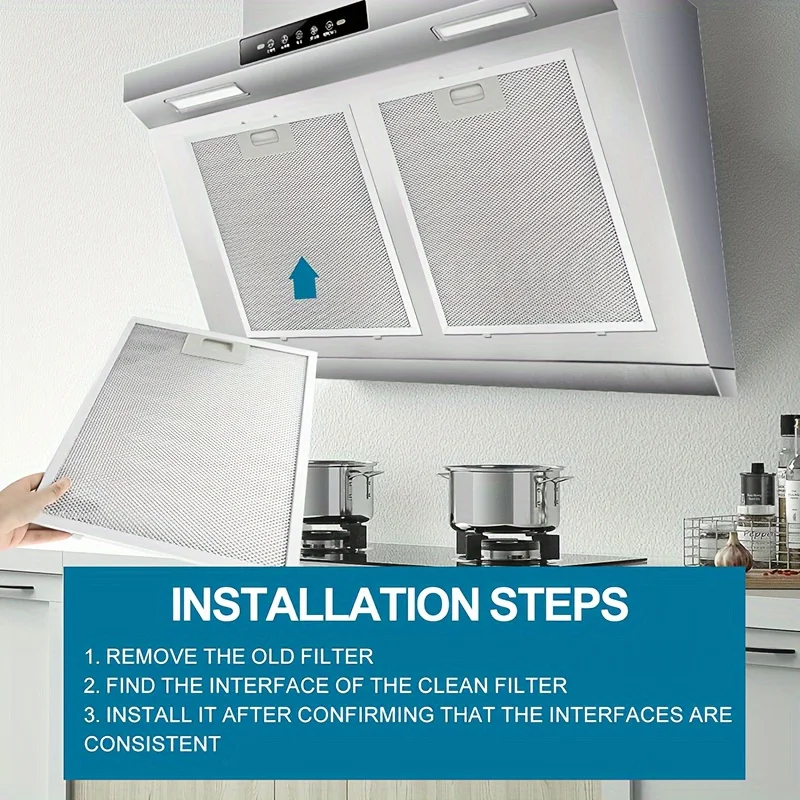 2pcs Metal Grease Filters For Range Hood, 320mm X 260mm Kitchen Range Hood Fan Filters ,Universal Range Hood Filters
