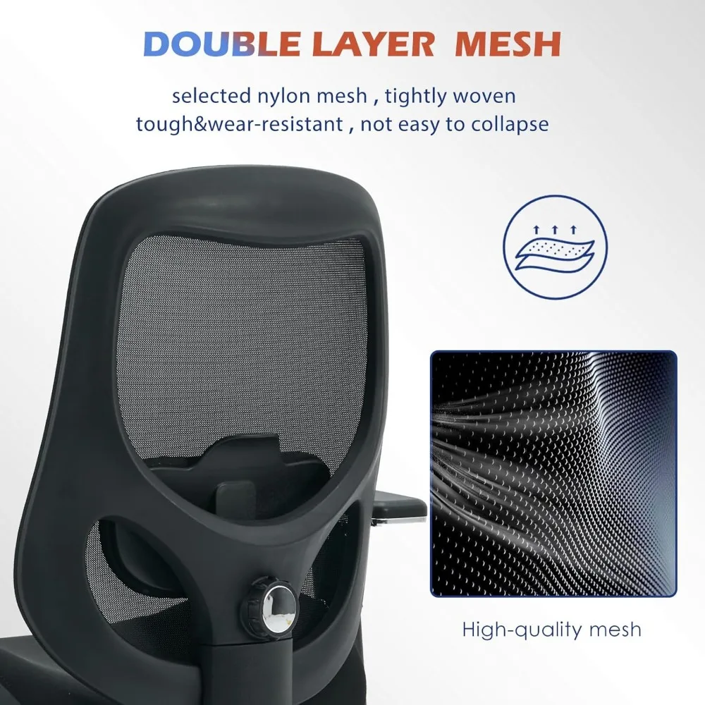 كرسي مكتب كبير وطويل بوزن 700 رطل مع وسادة مقعد سميكة واسعة للجلوس طوال اليوم، كرسي مكتب شبكي مريح مع أدوات #3