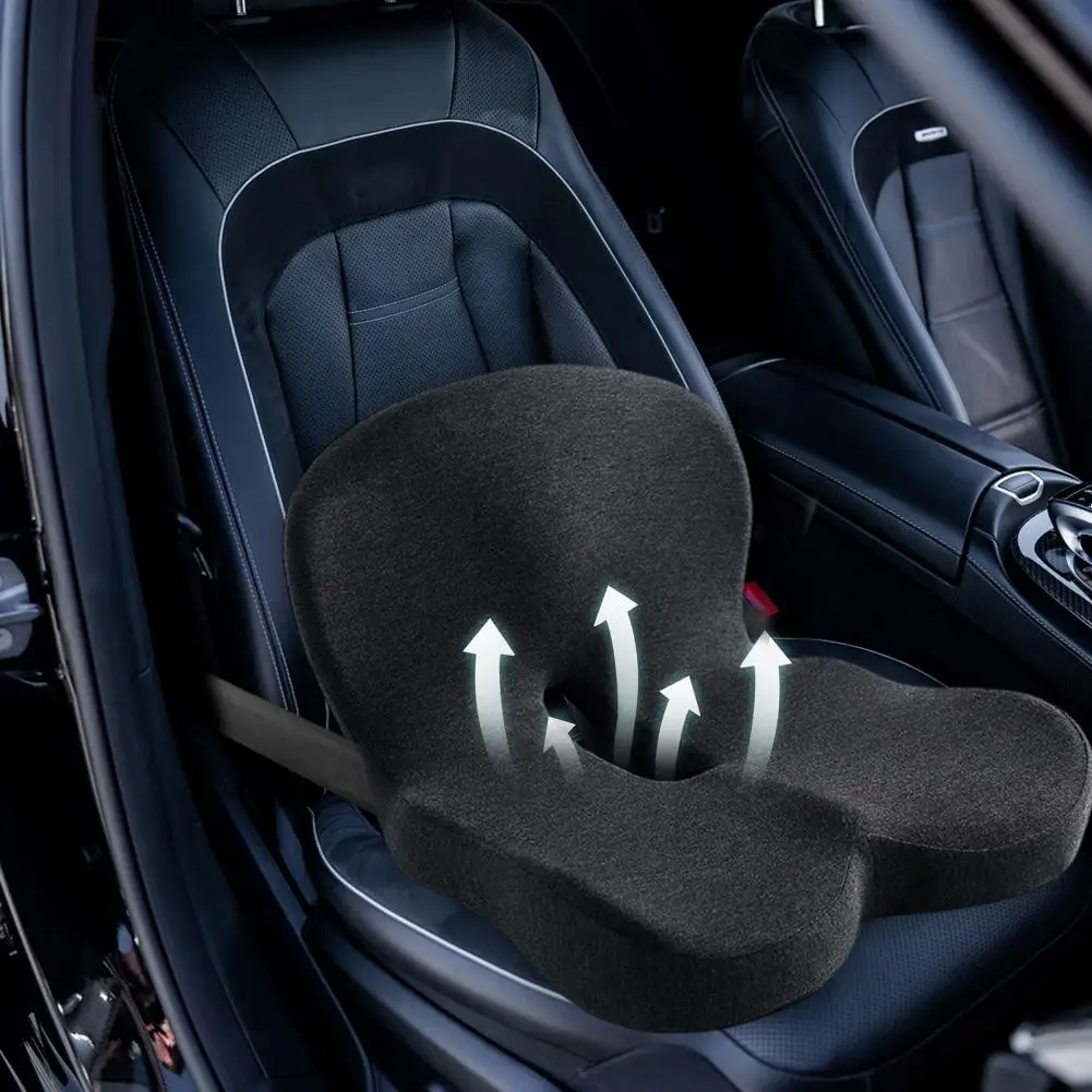 Office Chair Cushion Memory Foam Truck Driver Seat Cushion Ergonomic Lumbar Support Back Cushion with Adjustable Strap for Long