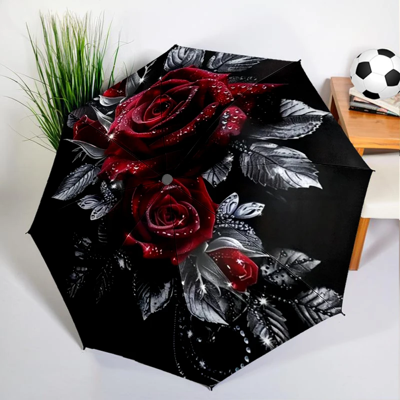 

Retro Rose Bouquet Umbrella Automatic Open/close, Sturdy Iron Frame & 8-Rib Struct, Umbrella for Women & Men, Christmas Gifts