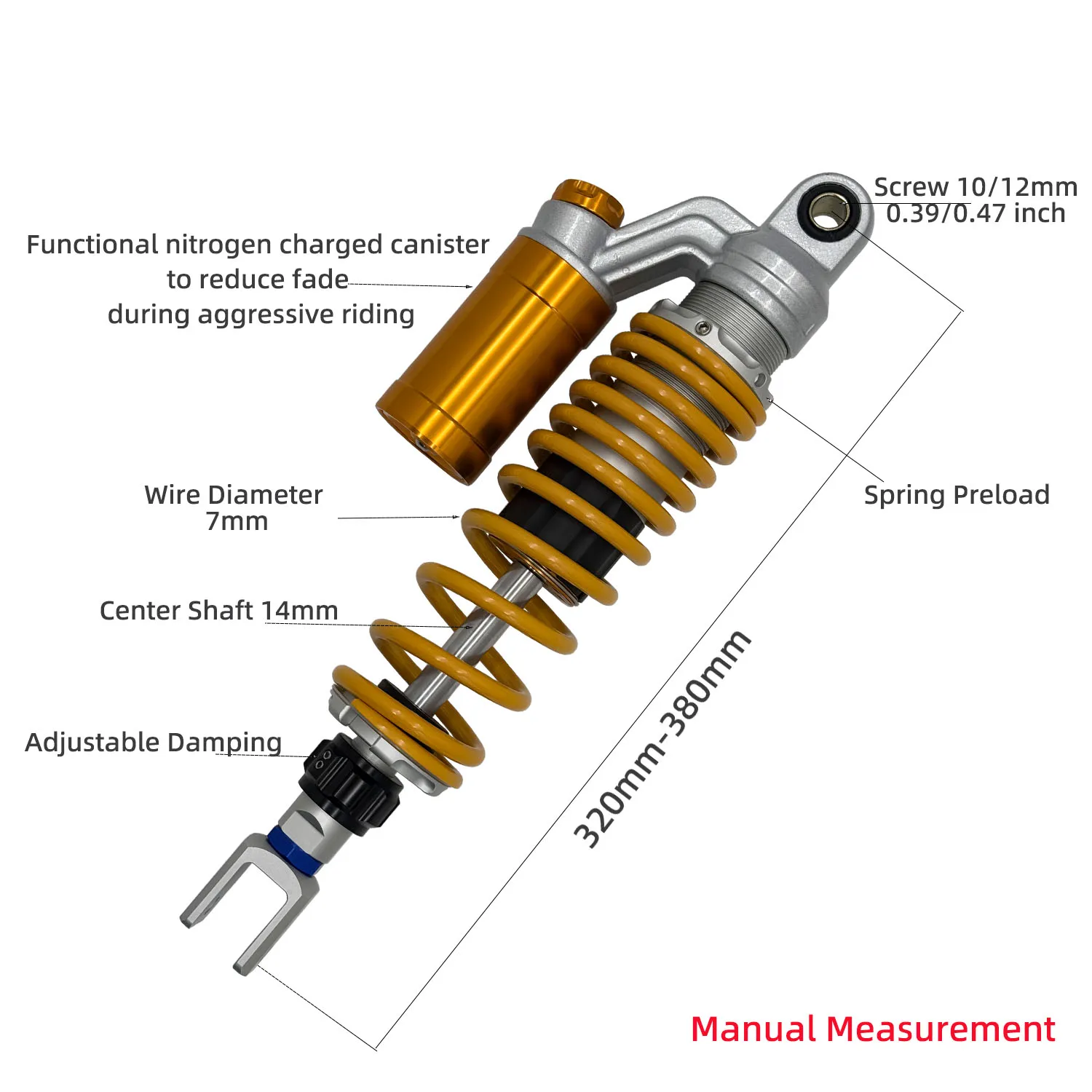 320mm 340mm 360mm Motorcycle  rear shock absorber for Xmax300, Xmax250, Honda PCX150/160, SYM Cruise 150, Yamaha NMAX155/XMAX300