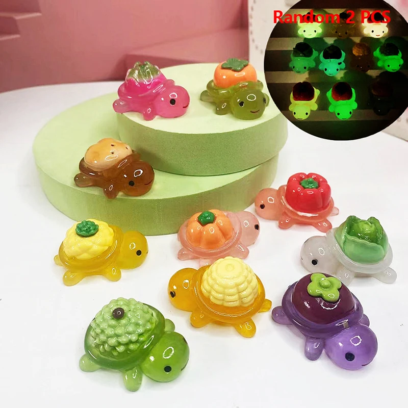 Luminous Vegetable Fruit Turtle Fish Tank Decor Glow In The Dark Figures Garden Micro Flower Potted Landscape Ornament