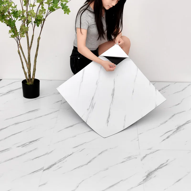 5 Sheets 30*30cm PVC Peel & Stick Floor & Wall Tile - Waterproof Oil Proof Marble Look for Kitchen Countertop, Cabinet, DIY