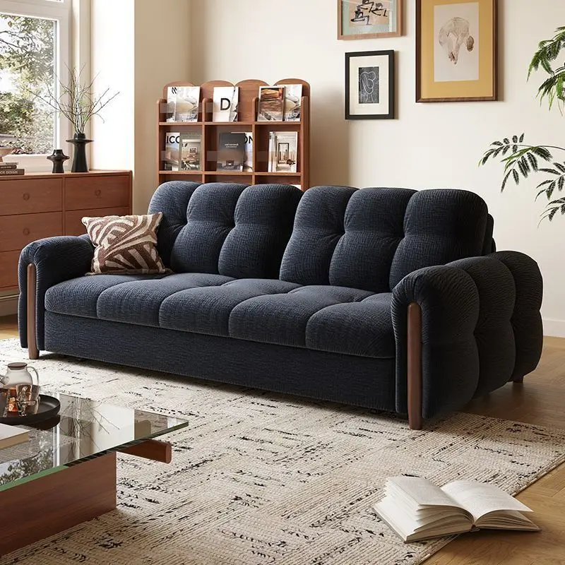 Dual-purpose sofa bed, cloud foldable, retro style, small apartment living room furniture, fabric storage sofa