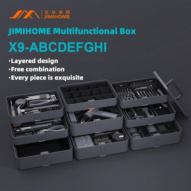 JIMIHOME Stackable Tool Kit X Tray Set Multifunctional Power or Hand Tool Combination Tool Box Portable Home Repair Kit