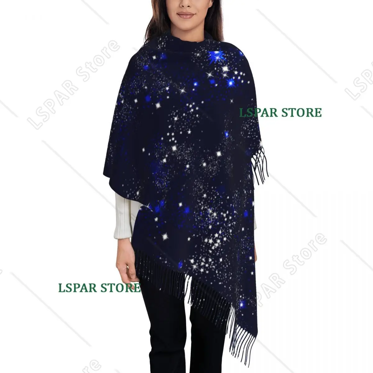 Custom Space Galaxy Constellations Scarf Wrap for Women Long Winter Fall Warm Tassel Shawl Unisex Scarves