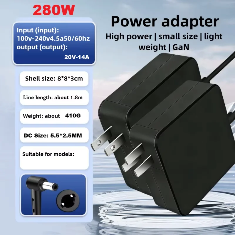 20V 14A 280W AC Power Supply Adapter A18-280P1A  Compatible for Gigabyte AORUS 15 BMF X5LF RTX4050 17H BXF/i9/i7 5.5*2.5mm Tip