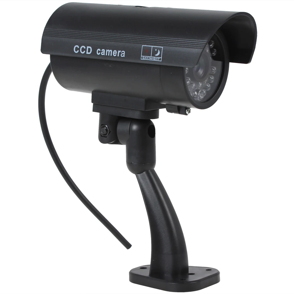 Señuelo de cámara de seguridad falsa para exteriores, resistente al agua, con parpadeo inalámbrico, LED rojo