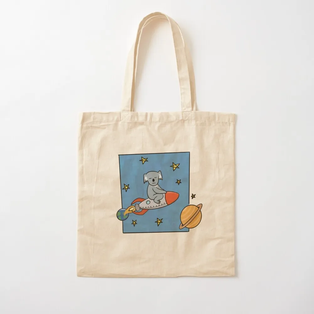 Koala on a Rocket Tote Bag Women's handbag tote bags aesthetic custom tote bag Beach bag