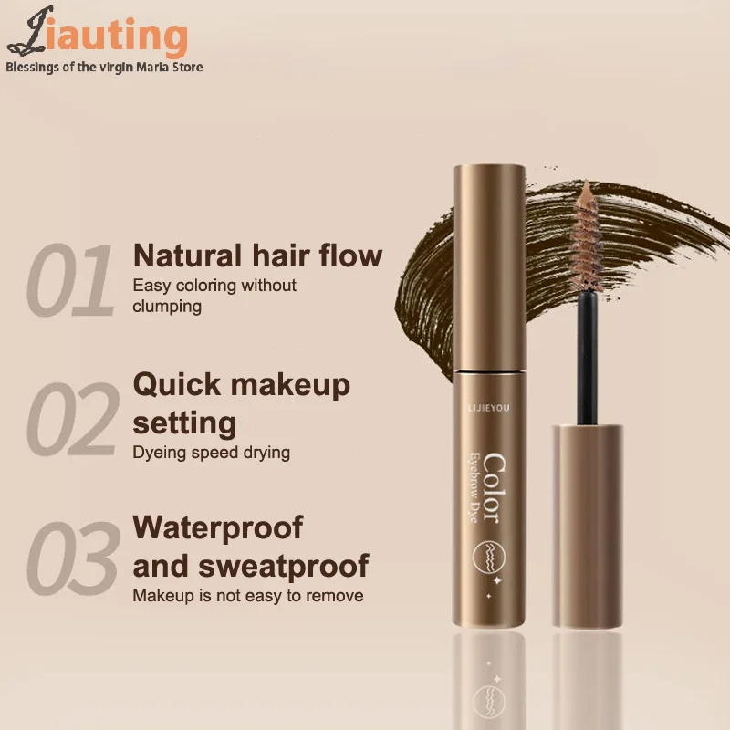 3 Kolory Długotrwały Kremowy Tusz do Brwi Wodoodporny Koloryzujący Szybkoschnący Żel do Brwi ze Szczoteczką Makijaż do Oczu