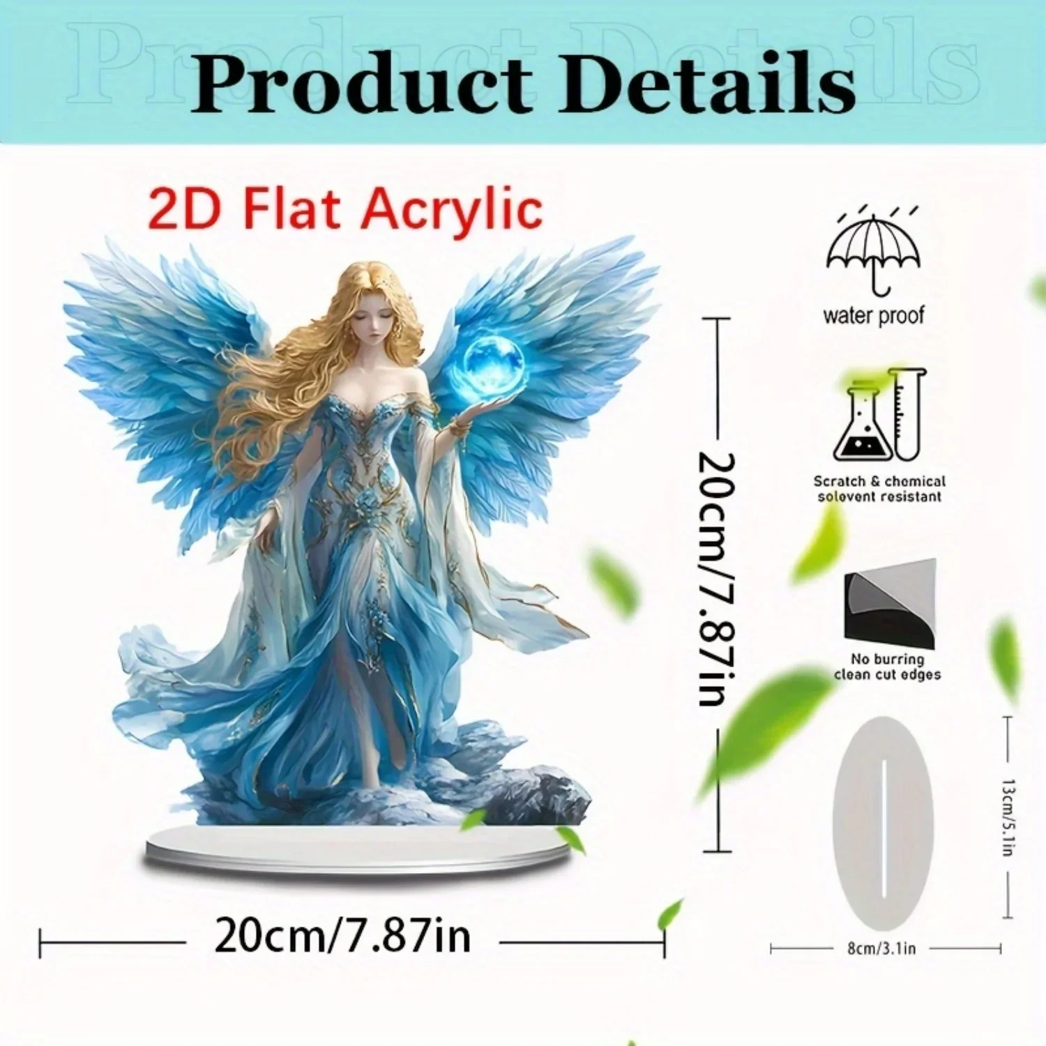 Fairy Statue,2D Flat Acrylic green Elves Figurine,Home,Office,Cafe,room,Studio,display Case,Table Desktop Ornament Decor gift