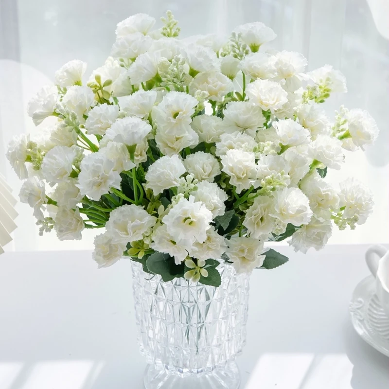 Künstliche Blumen Rose Nelke Festlicher Kranz Zubehör für Außenbereich Garten Zuhause Büro Vase Braut Hochzeitsdekoration DIY Geschenk Requisiten – Detail 12