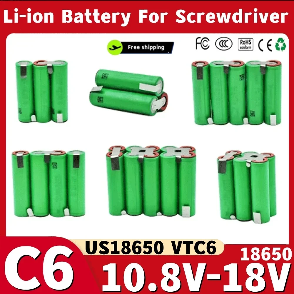 

US18650VTC6 （3500mah-7000mAh）12V-21V series connection VTC6 Battery Pack Battery 30A for 18V Screwdriver Battery Customize