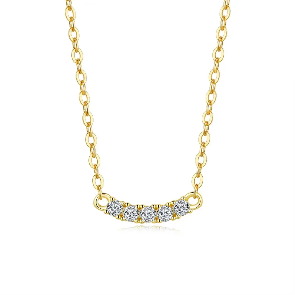 Luxury 100% Real 18k Gold Smile Pendant Lady Moissanite Necklace view 5