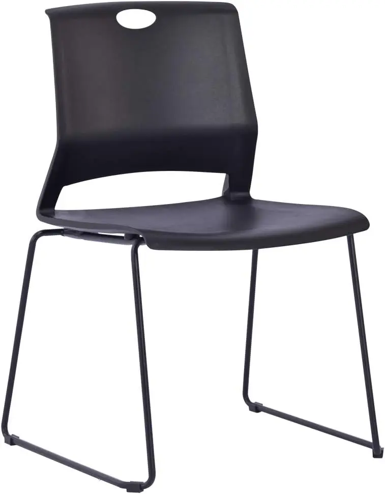 Stacking Chairs Stackable Waiting Room Chairs Conference Room Chairs-Black (Set of 4)