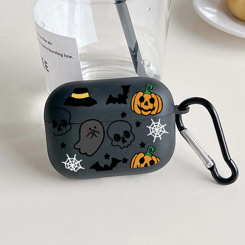 Funda protectora para auriculares inalámbricos con diseño de calabaza de Halloween para Airpods 4, 3, 1/2 Pro, 2 y Pro, funda suave para auriculares de dibujos animados de TPU