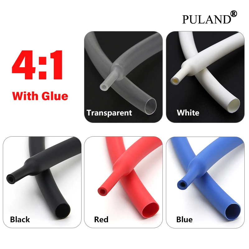 1M 12mm Diameter PE 4:1 Ratio Heat Shrinking Tube Adhesive Lined Dual Wall With Thick Glue Wire Wrap Waterproof Kit Cable Sleeve