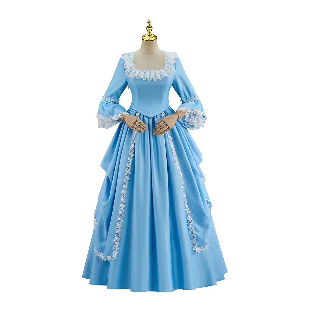 French Rococo Marie Antoinette Blue Ball Gown Medieval Court Noble Renaissance Vintage Princess Costume Dress Halloween Carnival