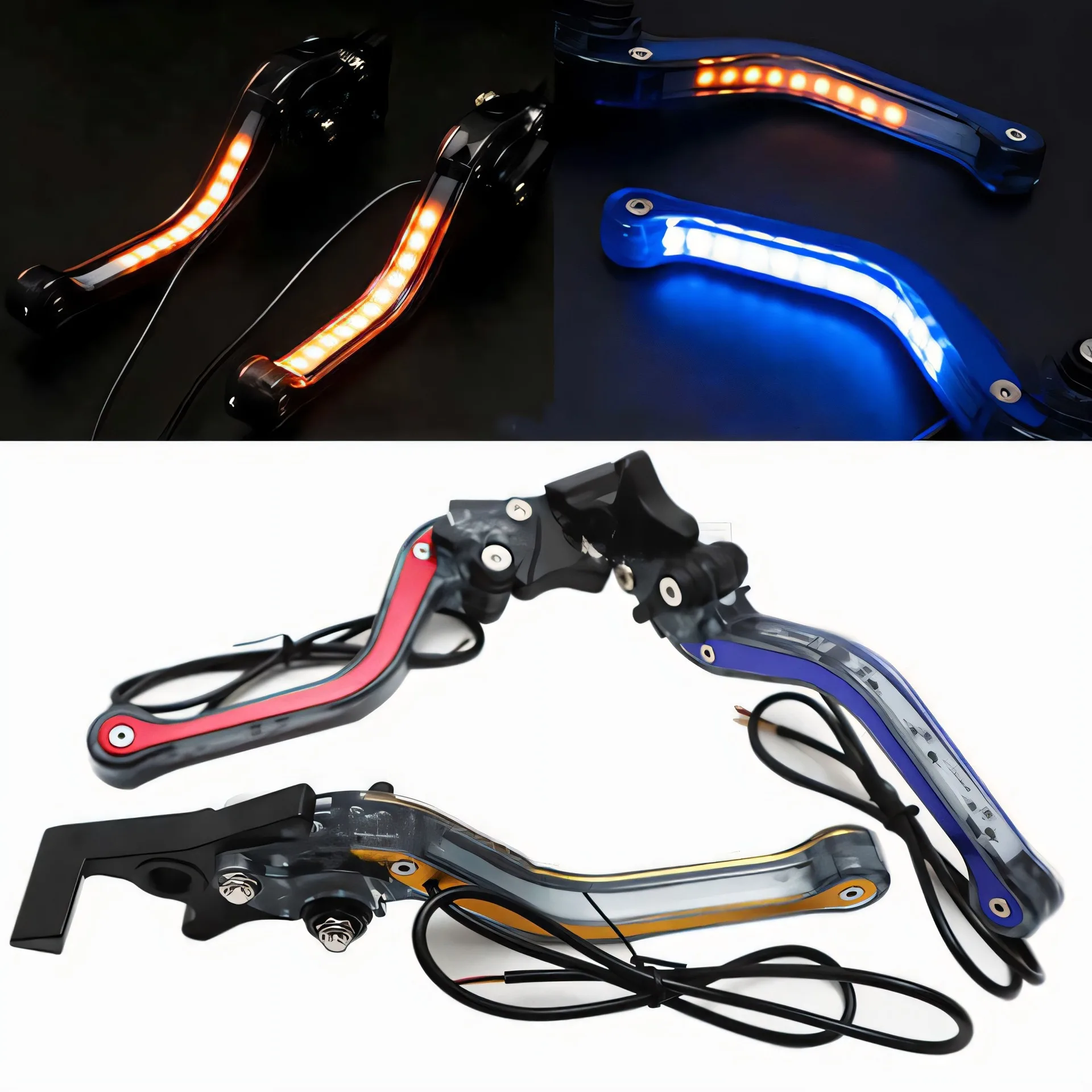 دراجة نارية CNC دواسة فرامل رافعة 6x قابل للتعديل الهيدروليكية مع مصباح إشارة LED ، العالمي صالح للدراجات الترابية GY6 125-150cc