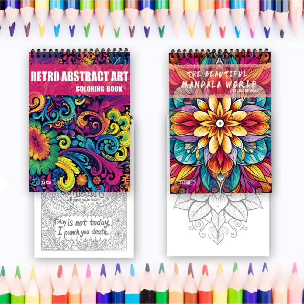 مجموعة كتب تلوين ماندالا مكونة من قطعتين، طراز تجريدي، 30 تصميمًا فريدًا، 11.2 × 8.3 بوصة، هدية مثالية لأعياد الميلاد والعطلات