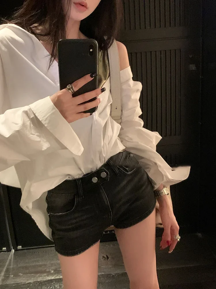 Fashion Street Casual Woman Jeans Summer High Waist Slim Women Jeans American Retro Simple Basic Shorts Female Chicly