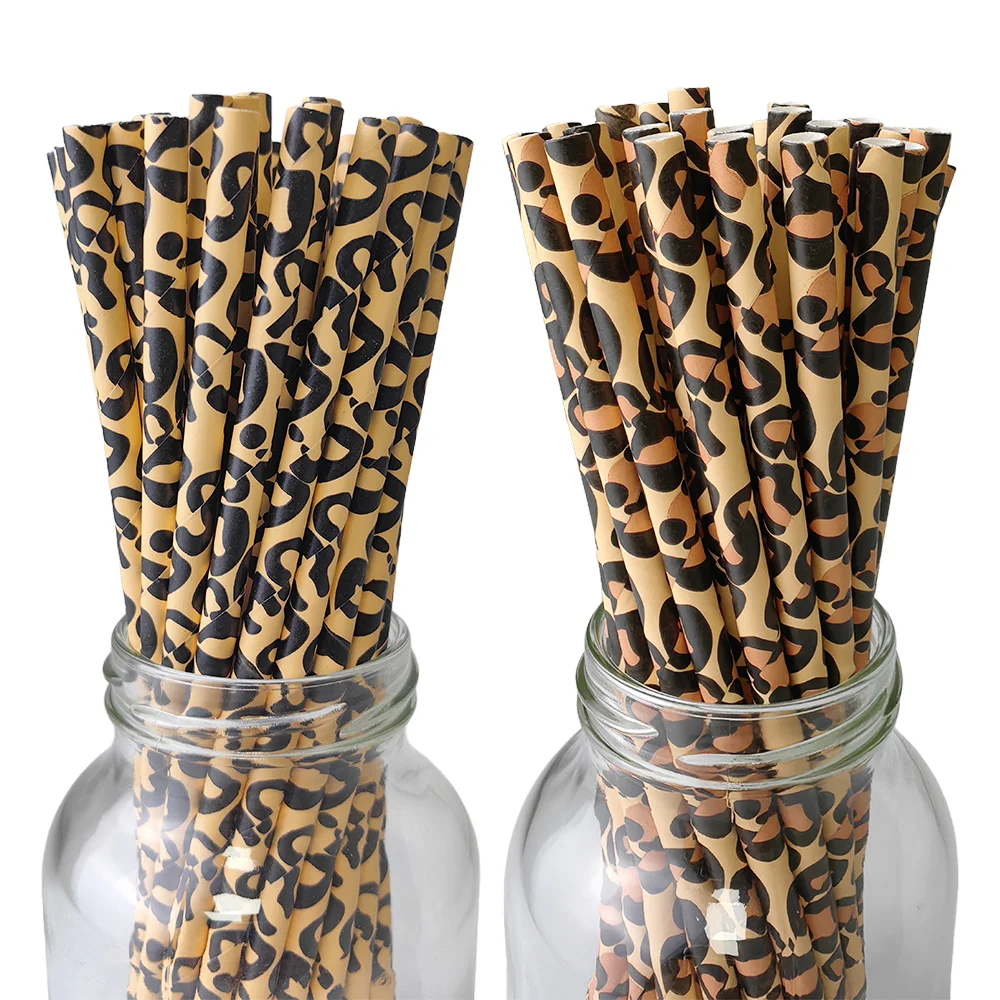 Leopard Print Disposable Tableware Plate Cup Napkin Tablecloth Straw Balloon Cheetah Print Jungle Animal Theme Party Decor