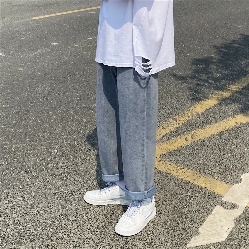 

2023 Men's Jeans Korean Version Trouser Student Casual Pants High Street Straight Demin Loose Wide Leg Jeans Baggy Jeans Y10