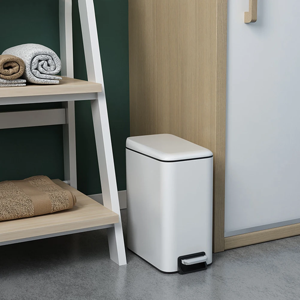 

Pedal Trash Can Kitchen Garbage Bucket Foot Double Stainless Steel PP Compact Space Saving Home Office Hotel Practical Structure