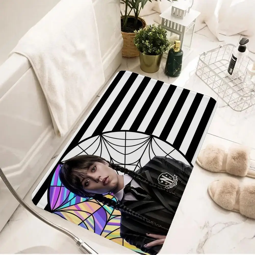 Movie W-Wednesday Addams Floor Mat Floor Carpet Room Bedroom Decoration Balcony Anti-Slip Doormat Living Room Hotel Decor Mat