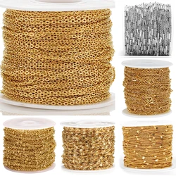 2meters Stainless Steel Cable Curb Chains for DIY Jewelry Making DIY Gold Color Tube Beads Chain Necklace Bracelet Components