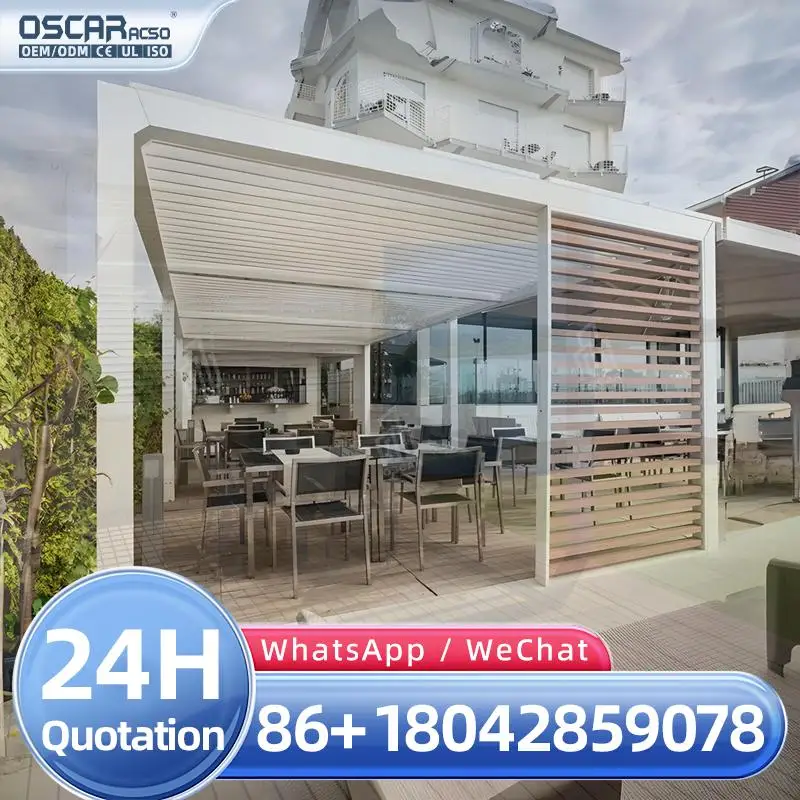 Motorized Aluminum Pergola LED Louver Roof Waterproof Durable Outdoor Backyard Balcony Kit for Sunshade And Privacy