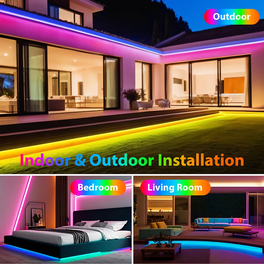Bluetooth RGB LED Neon Strip Light 5V 3AA Battery Box 17Key 24key 44key Remote Control 108Leds/M 1M 2M 3M Waterproof Home Decor