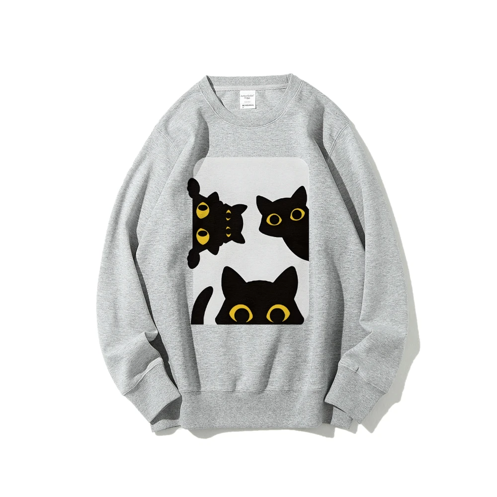 Casual Crewneck Fashionable 100% Cotton Hoodie Comfortable Soft Breathable Loose Fit Sweatshirt Gift For Her Many Black Cats