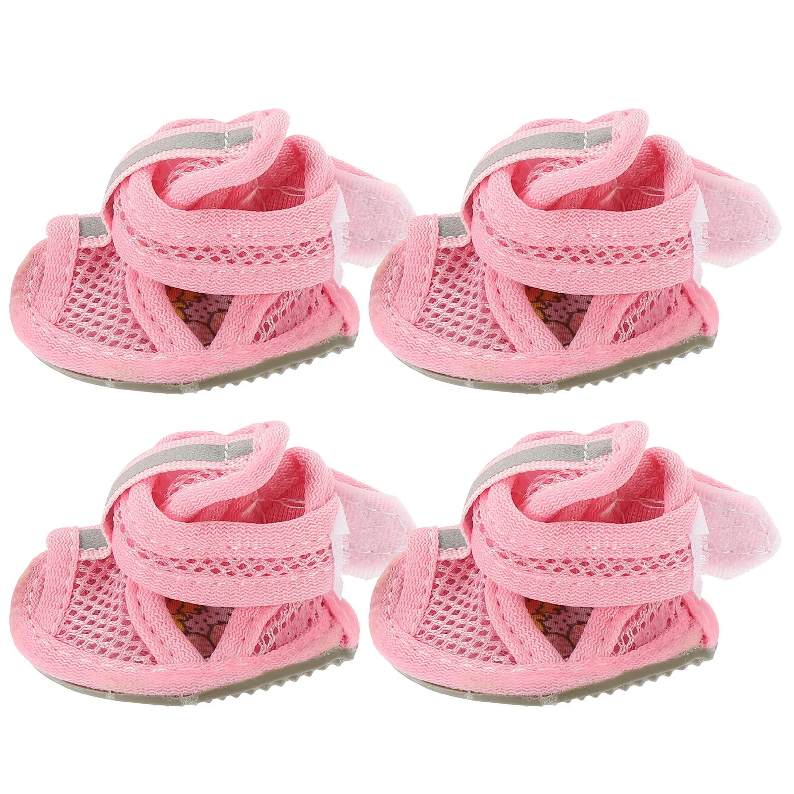 

4pcs Summer Breathable Dog Shoes Mesh Sandals Anti-Slip Pet Supplies Small Medium Large Sizes Pink Size 2 Comfortable Sole Wipe