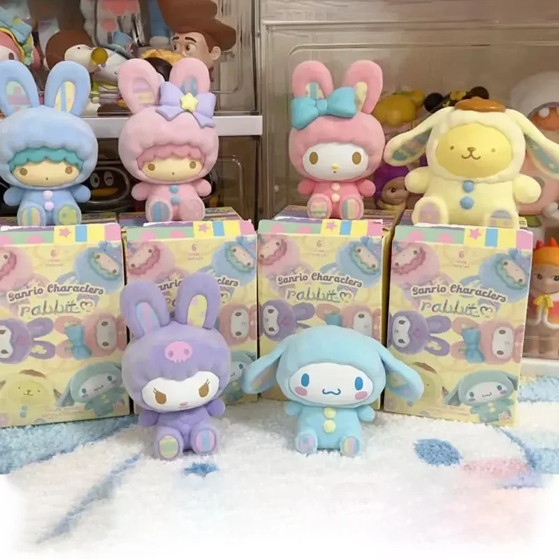 New Original Sanrio Rabbit Series Box Cinnamoroll/Kurumi Trend Toy Mini Figure Room Decoration Model Birthday Festival Gift