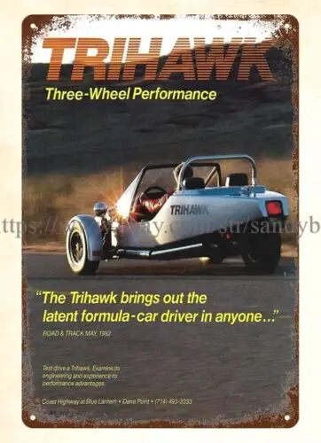 1982 Trihawk Auto Motorcycle Hybrid 3-Wheel metal tin sign tin advertising signs