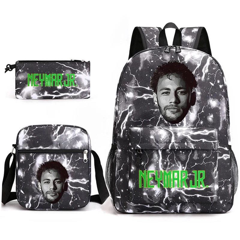 printed student school bag set football star peripheral backpack shoulder bag pencil case 3-piece set