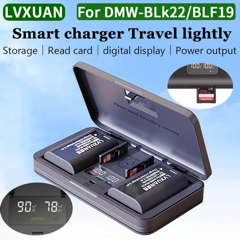 

LVXUAN DMW-BLK22 Battrery Charger with SD Card Reading Function, For Panasonic DC-S5, S5 IIX, GH5 II,GH6 S5II S5M2 GH5M2 Cameras