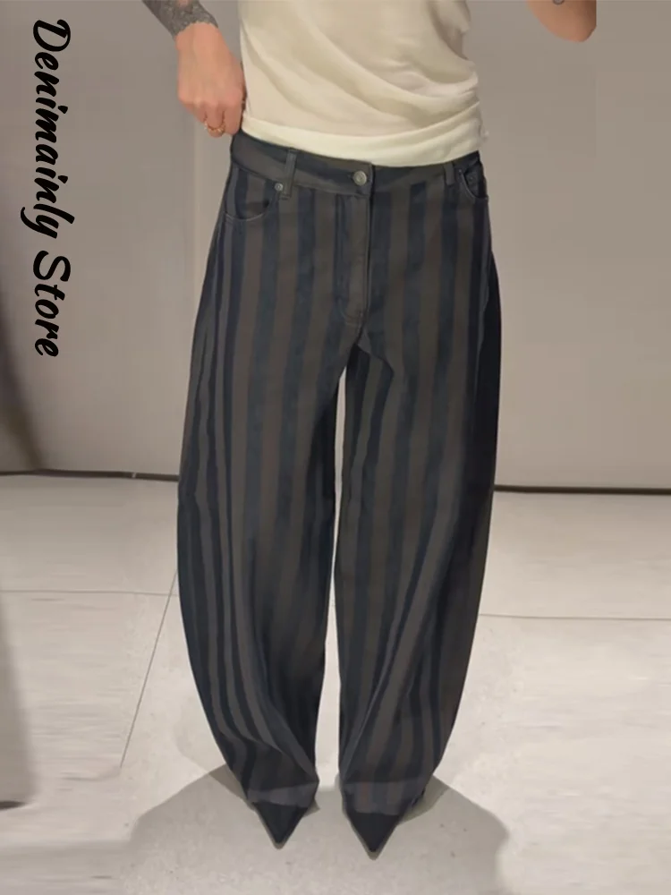 

Модные женские брюки с вертикальными полосками, широкие, с высокой талией, свободного кроя, драпированные, в уличном стиле, 2026, весенние, повседневные, для женщин