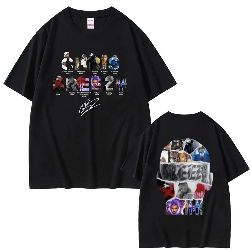 

Rapper Chris Brown Breezy Album Cover Graphic Print T-shirt Men Women Hip Hop Oversized Tshirt Men's Fashion Round Neck T Shirts