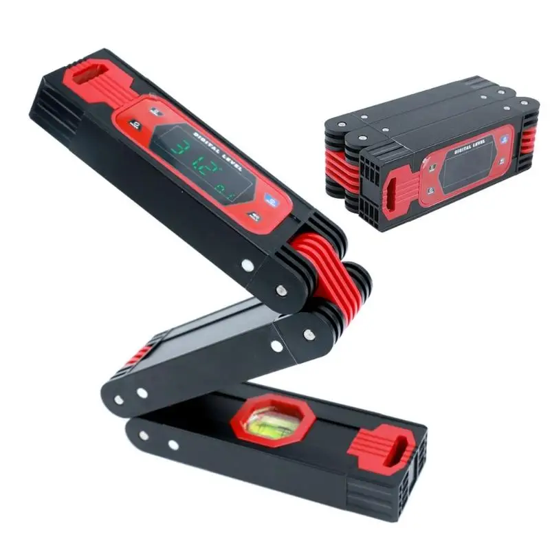 Digital Level Tool with Foldable Aluminum Body, Readout Screen, Bubble Tube and Hold for Carpentry D2RD