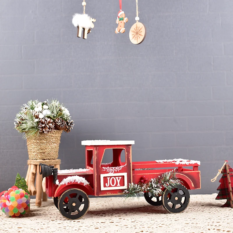 

Christmas decoration shooting props, wooden truck shaped children's gift ornaments