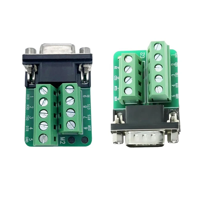 10PCS DB9 Solderless Connector, RS232 D-SUB Serial To 2 Row 9-Pin Port Terminal Adapter Breakout Board With Nuts