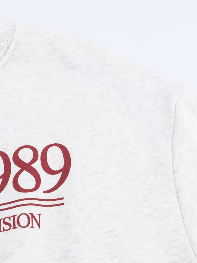 Novo moletom feminino europeu e americano estampado de manga comprida em torno do pescoço com gravata calças de jogging e calças de moletom
