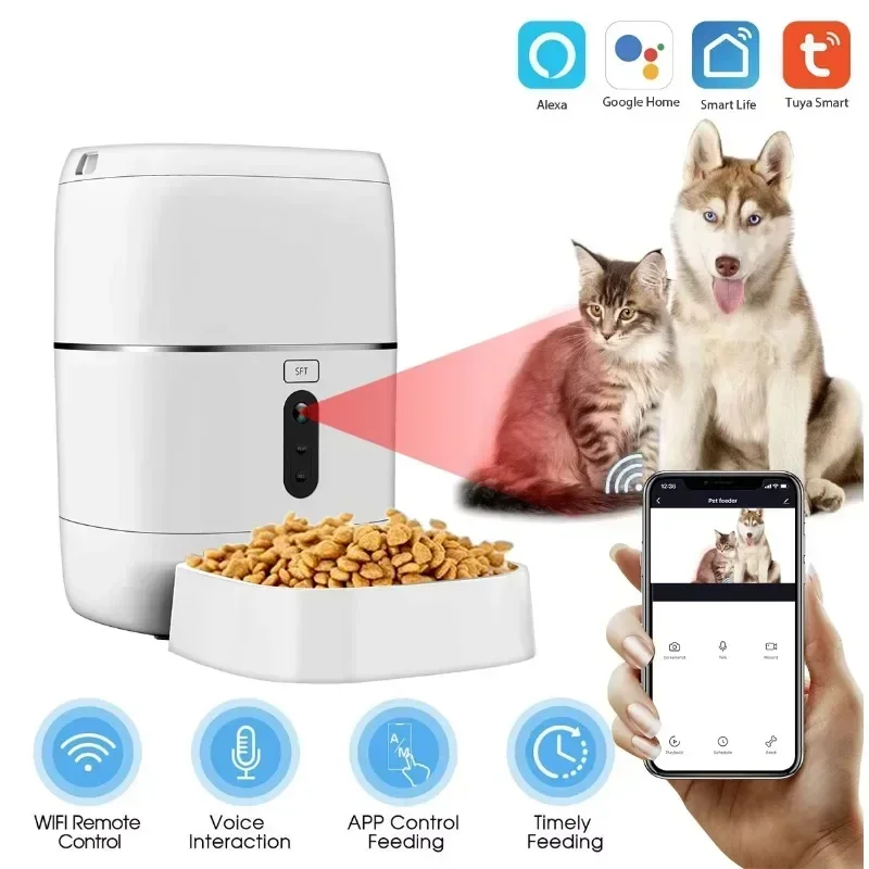 Smart Automatic Pet Feeder Wireless Camera Voice Control WiFi Automatic Pet Feeder