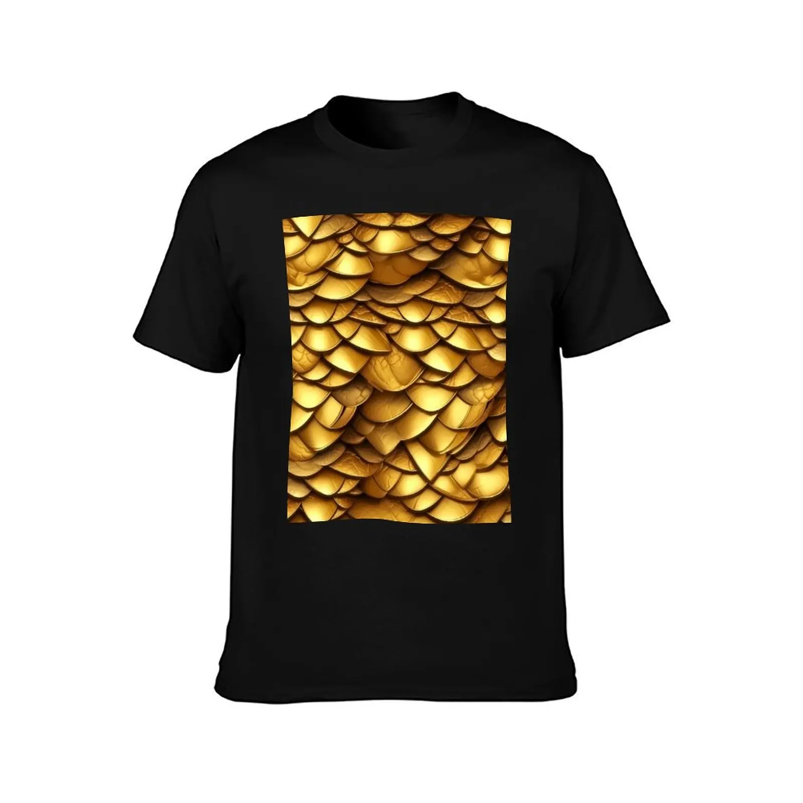 Golden Dragon Scale Design T-Shirt Festival Short Sleeve T-Shirt