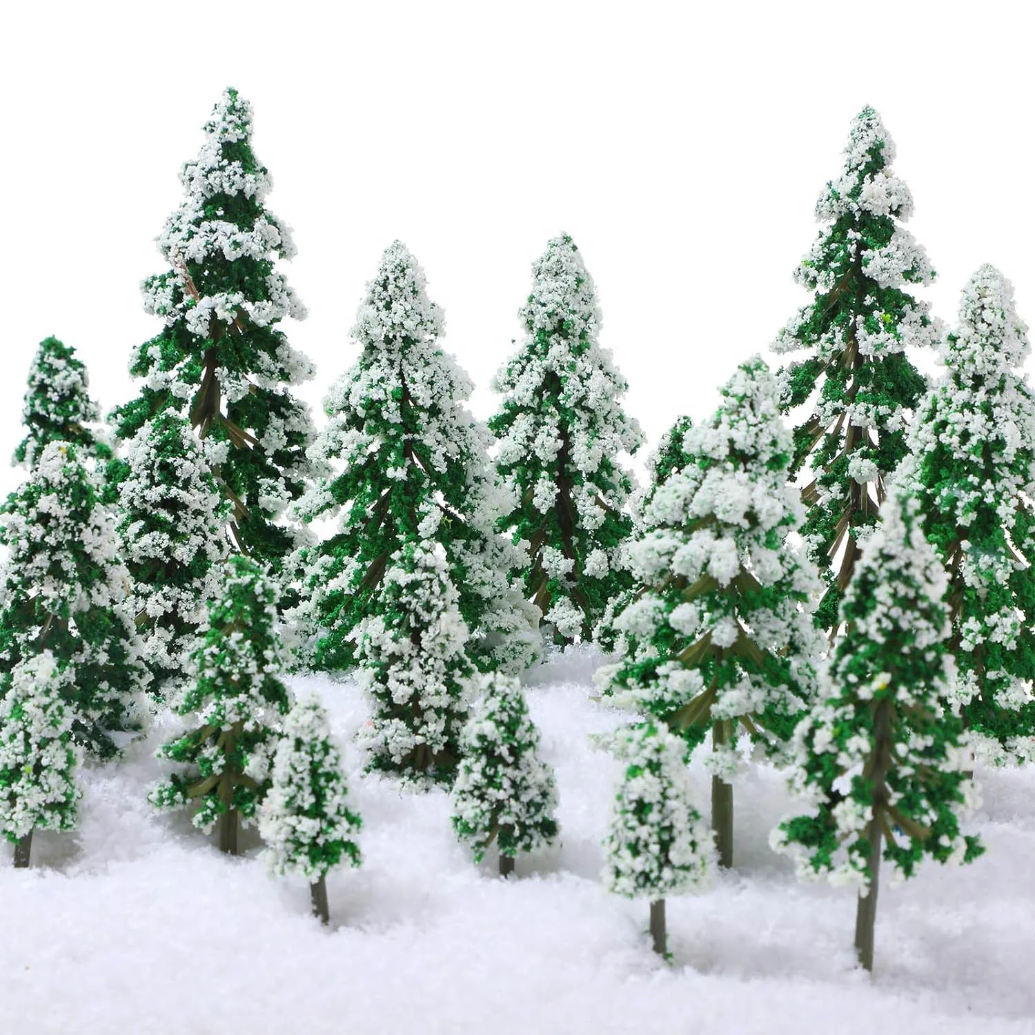 6 Sizes of Mini Snow Pine Model Trees Scenery Trees for Christmas Decoration Winter Ornaments DIY Crafts